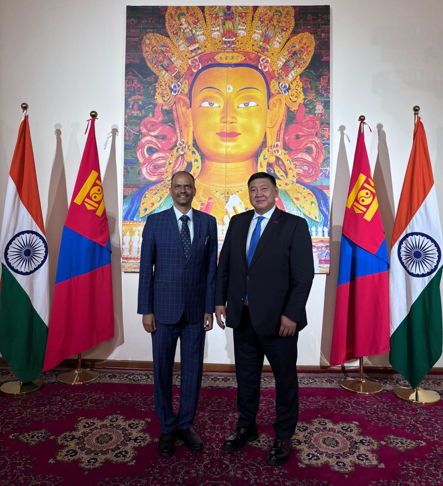 Thumbnail of <p>On 30 June 2026, HE Mr Atul Malhari Gotsurve, Ambassador of India to Mongolia received Mr. Ser-Od Bazarragchaa, Head of the Aviation Security Department of the National Civil Aviation Center of Mongolia at the Embassy and discussed various issues of mutual interest.</p>