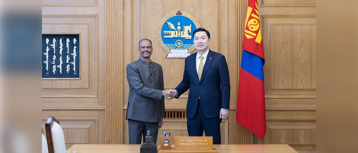 Ambassador HE Mr Atul Malhari Gotsurve paid a courtesy call on HE Mr Nyam-Osoryn Uchral, Prime Minister of Mongolia at the State Palace on May 14, 2026.
